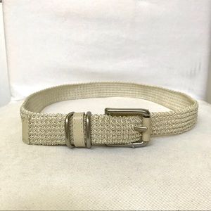 Vintage 90s belt white belt cream belt crocheted